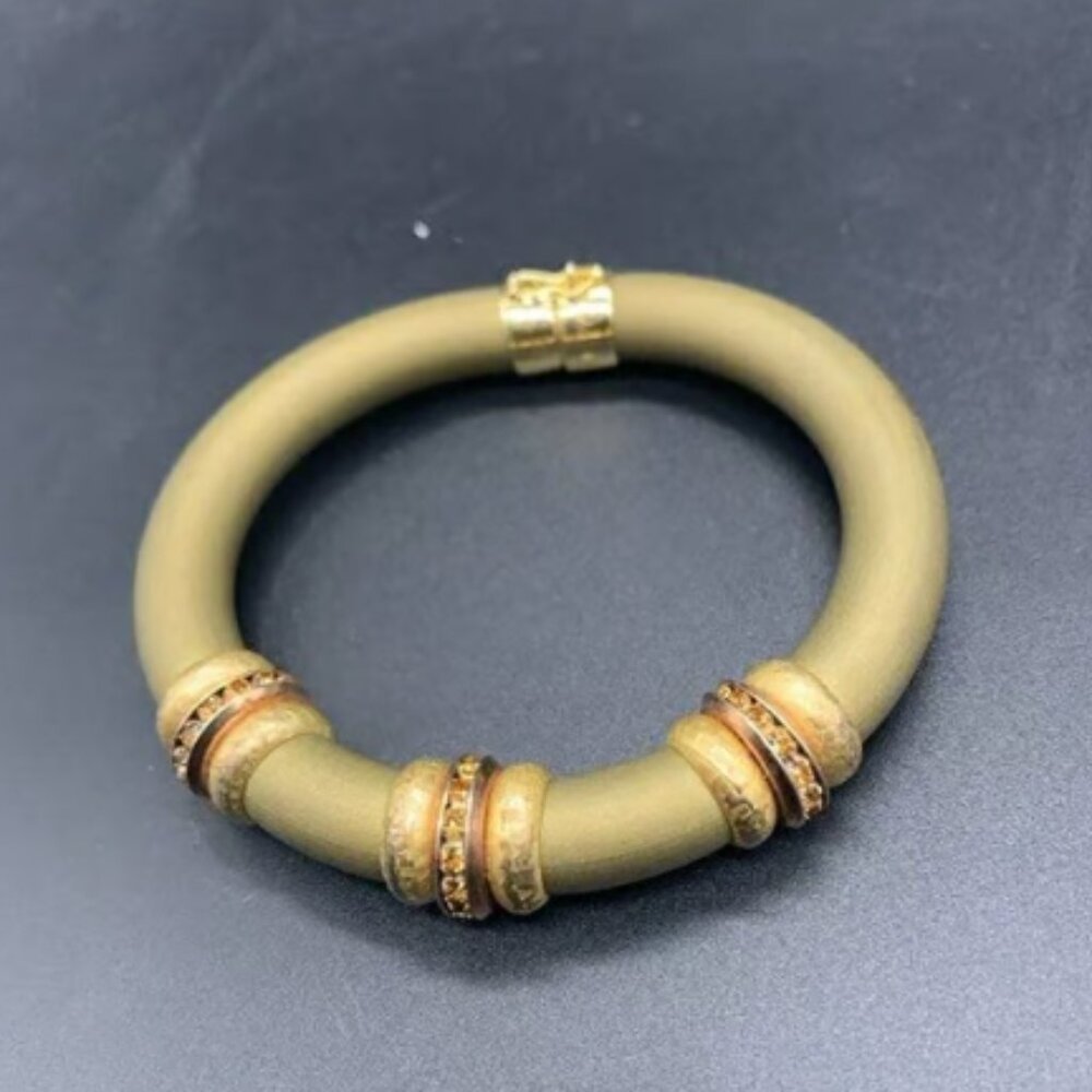 EUC VTG Erwin Pearl Sterling Silver Gold Silicone Bracelet
